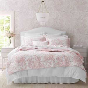 3pc Coquette Full/Queen Cotton Quilt Set Pink Bedford